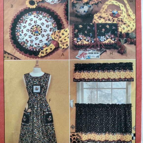 Vintage Curtains Apron Sewing Pattern Engelbreit 3982 Kitchen Decor UNCUT - Picture 5 of 10